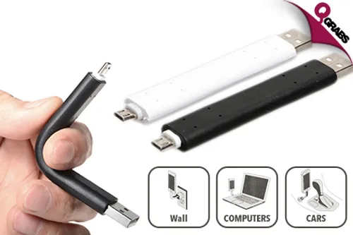 From QR20, Charge Away with Bendable Micro to USB Cables OR 2-in-1 USB Cables! (Up to QR138 Value)